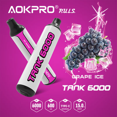 Trauben-Eis Wegwerf-Vape des Nikotin-20mg sperrt 6000 den neuladenden Hauch TYPE-C ein