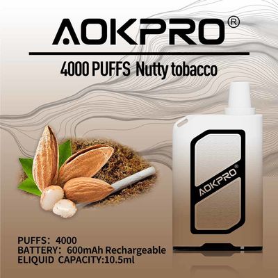Nussartiger Tabak würzte 4000 Hauch Wegwerf-Vape 10.5ml Mesh Coil Pod 20mg