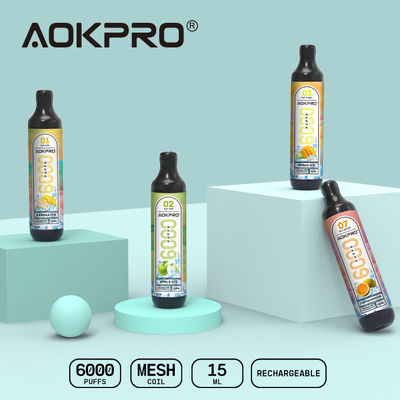 wieder aufladbarer 6000 Hauch 600mAh Wegwerf-Vape-Unter-Ohm-Behälter 15ml sichtbares Ejuice