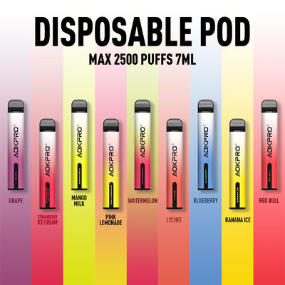 850mah 2500 stößt Wegwerf-Vape Pen Nicotine 2% 3% 5% luft