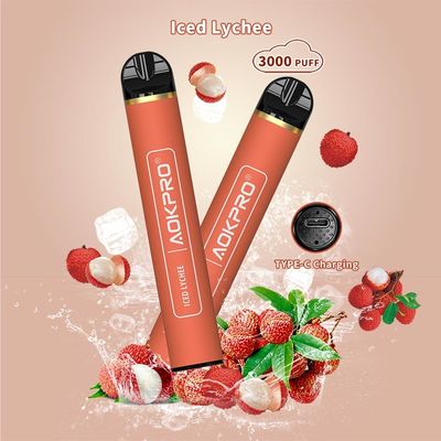 Gefrorener Hauch Vape Pen Disposable E der Litschi-3000 Cig kein Nikotin 1.2Ohm