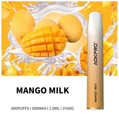 Milch 600 der Mango-500mAh stößt Wegwerf-harte Prefilled Plastikhülse Vape Vape luft